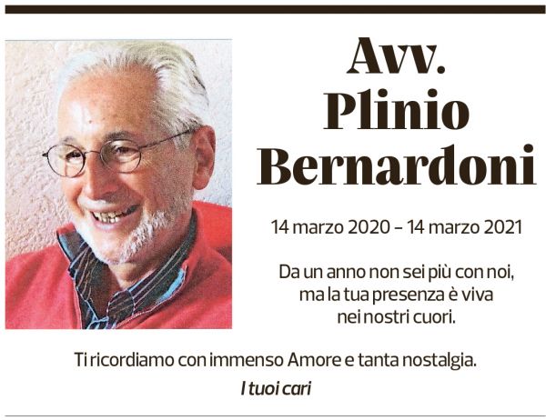 Annuncio funebre Plinio Bernardoni