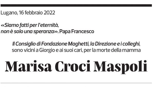 Annuncio funebre Marisa Croci-maspoli