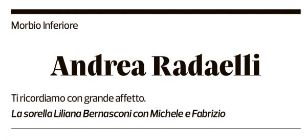 Annuncio funebre Andrea Radaelli