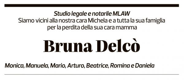 Annuncio funebre Bruna Delcò