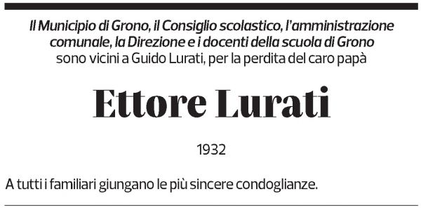 Annuncio funebre Ettore Lurati