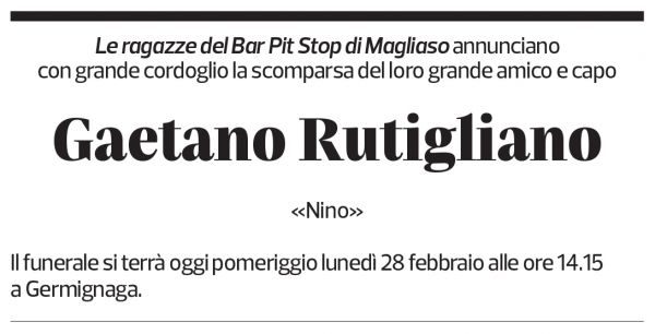 Annuncio funebre Gaetano Rutigliano