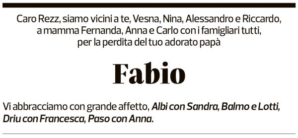 Annuncio funebre Fabio Rezzonico