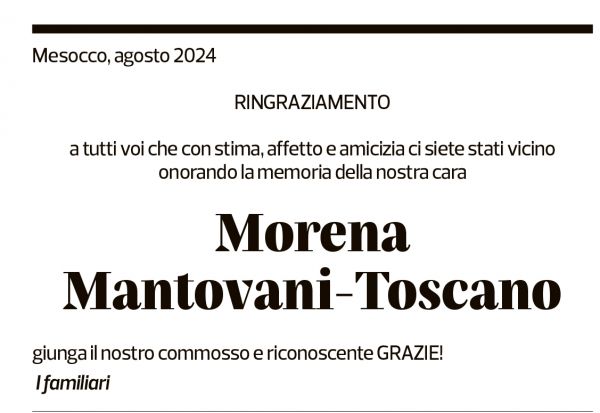 Annuncio funebre Morena Mantovani-toscano