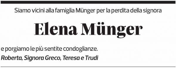 Annuncio funebre Elena Münger