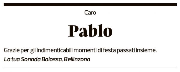 Annuncio funebre Paolo Pablo Casari