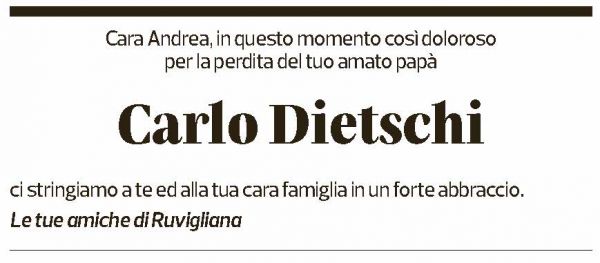 Annuncio funebre Carlo Dietschi