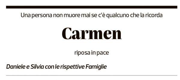 Annuncio funebre Carmen Bettosini