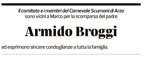 Annuncio funebre Armido Broggi