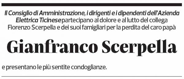 Annuncio funebre Gianfranco Scerpella