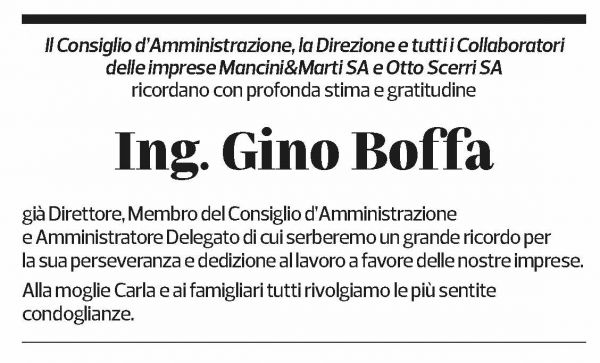 Annuncio funebre Gino Boffa