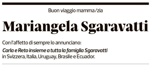 Annuncio funebre Mariangela Sgaravatti