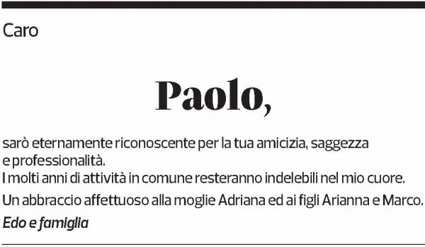 Annuncio funebre Paolo Mazzucchelli