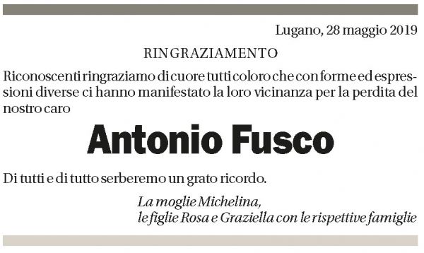 Annuncio funebre Antonio Fusco