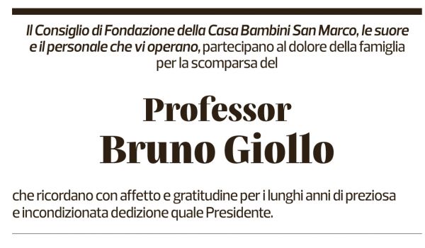 Annuncio funebre Bruno Giollo