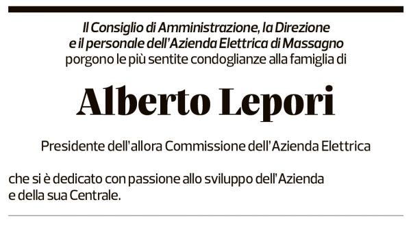 Annuncio funebre Alberto Lepori