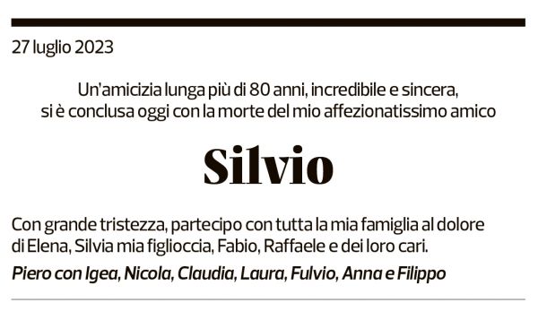 Annuncio funebre Silvio Soldati