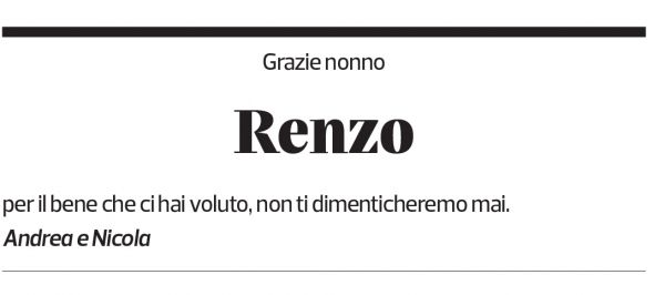 Annuncio funebre Renzo Rezzonico