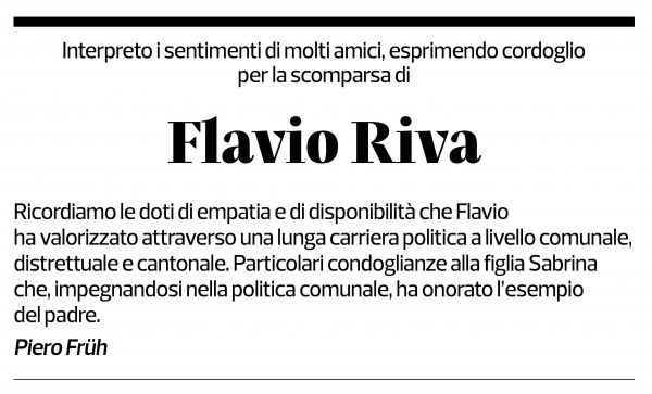 Annuncio funebre Flavio Riva