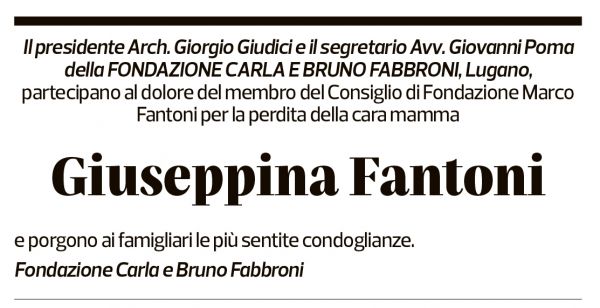 Annuncio funebre Giuseppina Fantoni