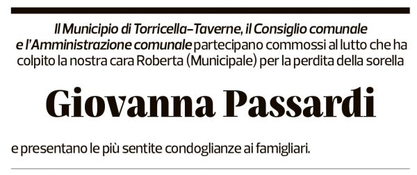 Annuncio funebre Giovanna Passardi