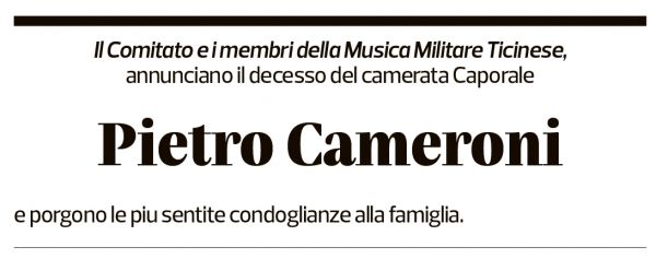 Annuncio funebre Pietro Cameroni