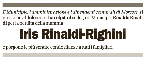 Annuncio funebre Iris Rinaldi-righini