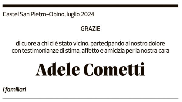 Annuncio funebre Adele Cometti