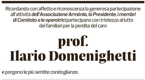 Annuncio funebre Ilario Domenighetti