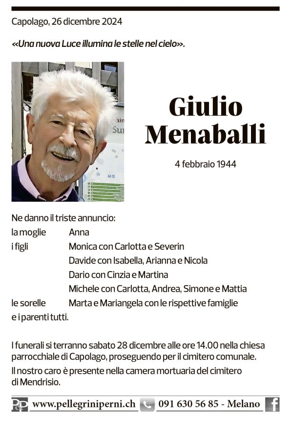 Annuncio funebre Giulio Menaballi