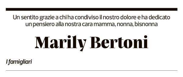 Annuncio funebre Marily Bertoni