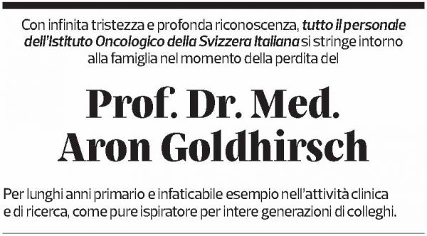 Annuncio funebre Aron Goldhirsch