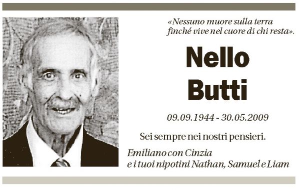 Annuncio funebre Nello Butti