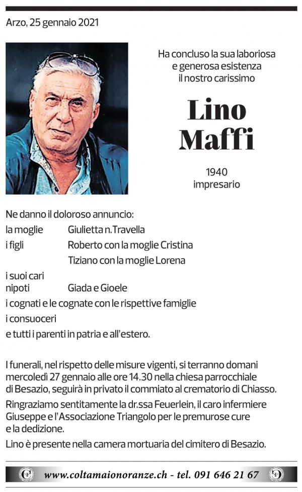 Annuncio funebre Lino Maffi