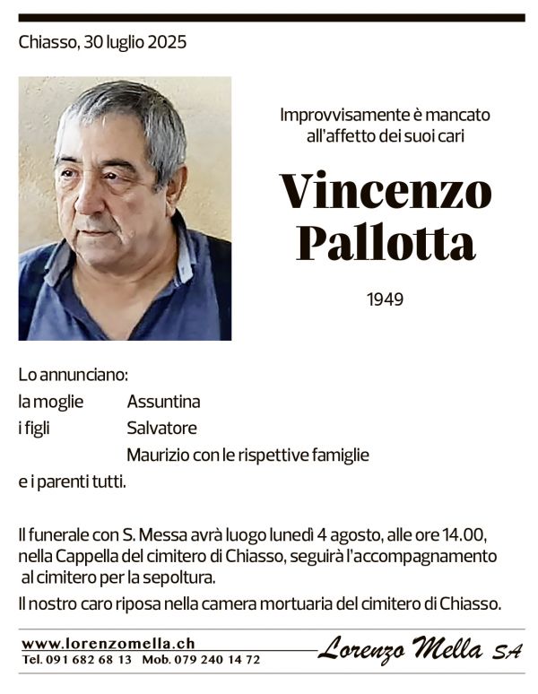 Annuncio funebre Vincenzo Pallotta