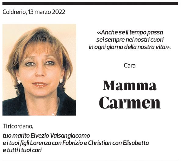 Annuncio funebre Carmen 