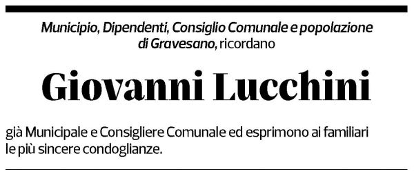 Annuncio funebre Giovanni Lucchini