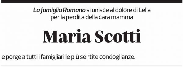 Annuncio funebre Maria Scotti