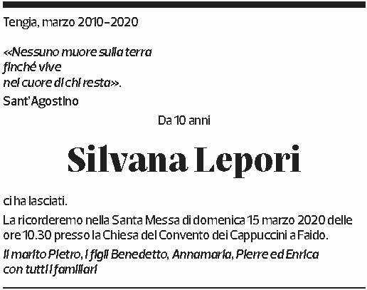 Annuncio funebre Silvana Lepori