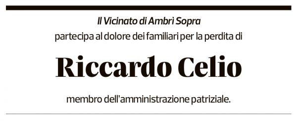Annuncio funebre Riccardo Celio