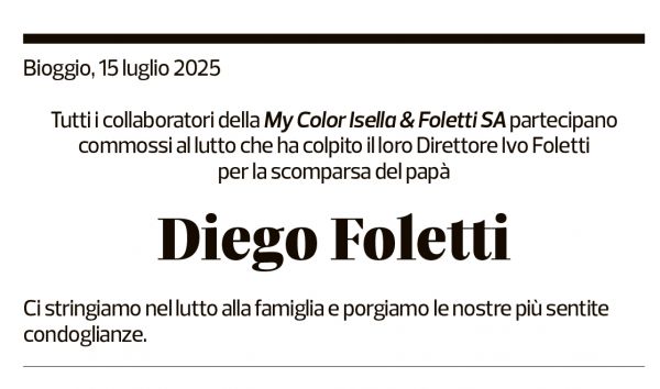 Annuncio funebre Diego Foletti