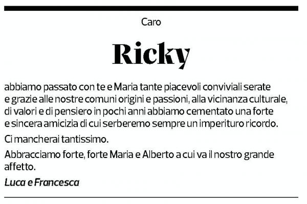 Annuncio funebre Riccardo Zanon