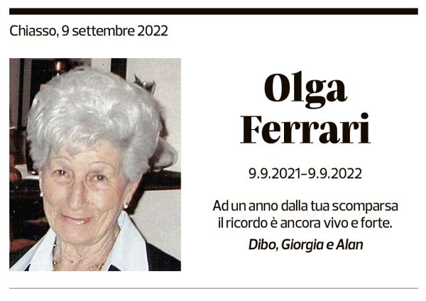 Annuncio funebre Olga Ferrari