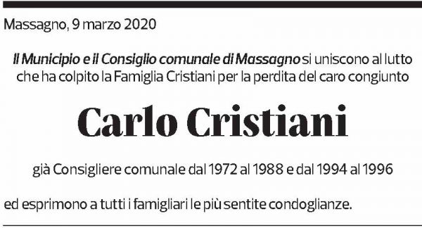 Annuncio funebre Carlo Cristiani