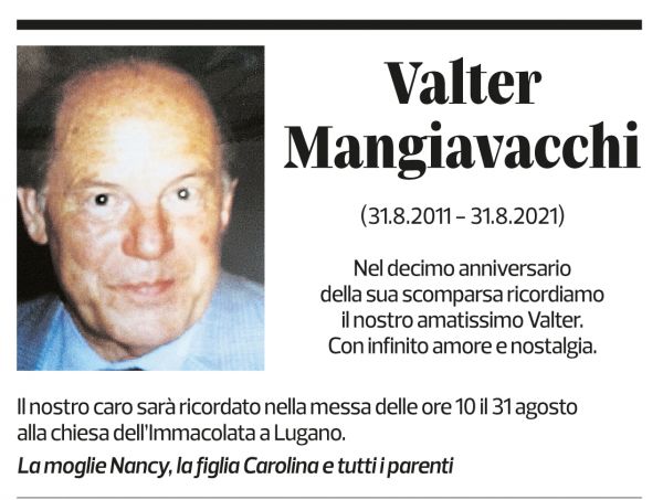 Annuncio funebre Valter Mangiavacchi