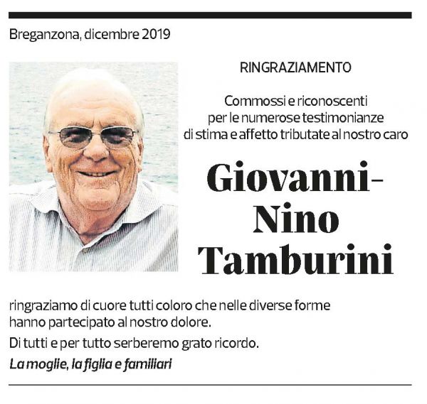 Annuncio funebre Giovanni-nino Tamburini