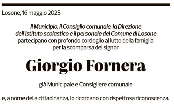 Annuncio funebre Giorgio Fornera