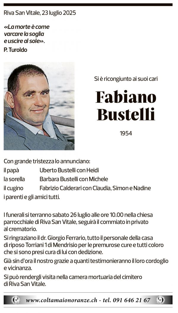 Annuncio funebre Fabiano Bustelli