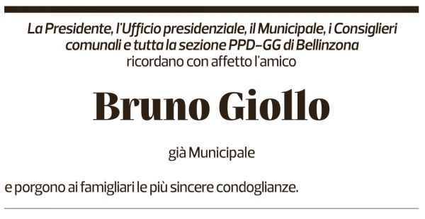 Annuncio funebre Bruno Giollo