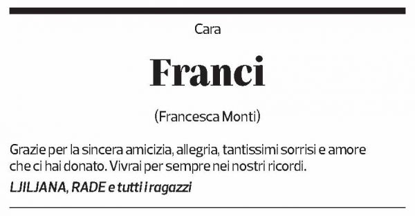 Annuncio funebre Francesca Monti